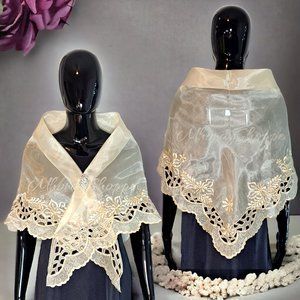 Ivory-Cutwork Embroidery Modern Filipiniana Alampay